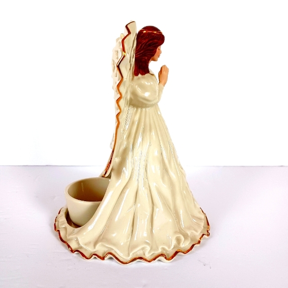 Vintage Lenox Angel of Adoration Pierced Votive Candleholder Trimmed in 24K Gold - Picture 3 of 5